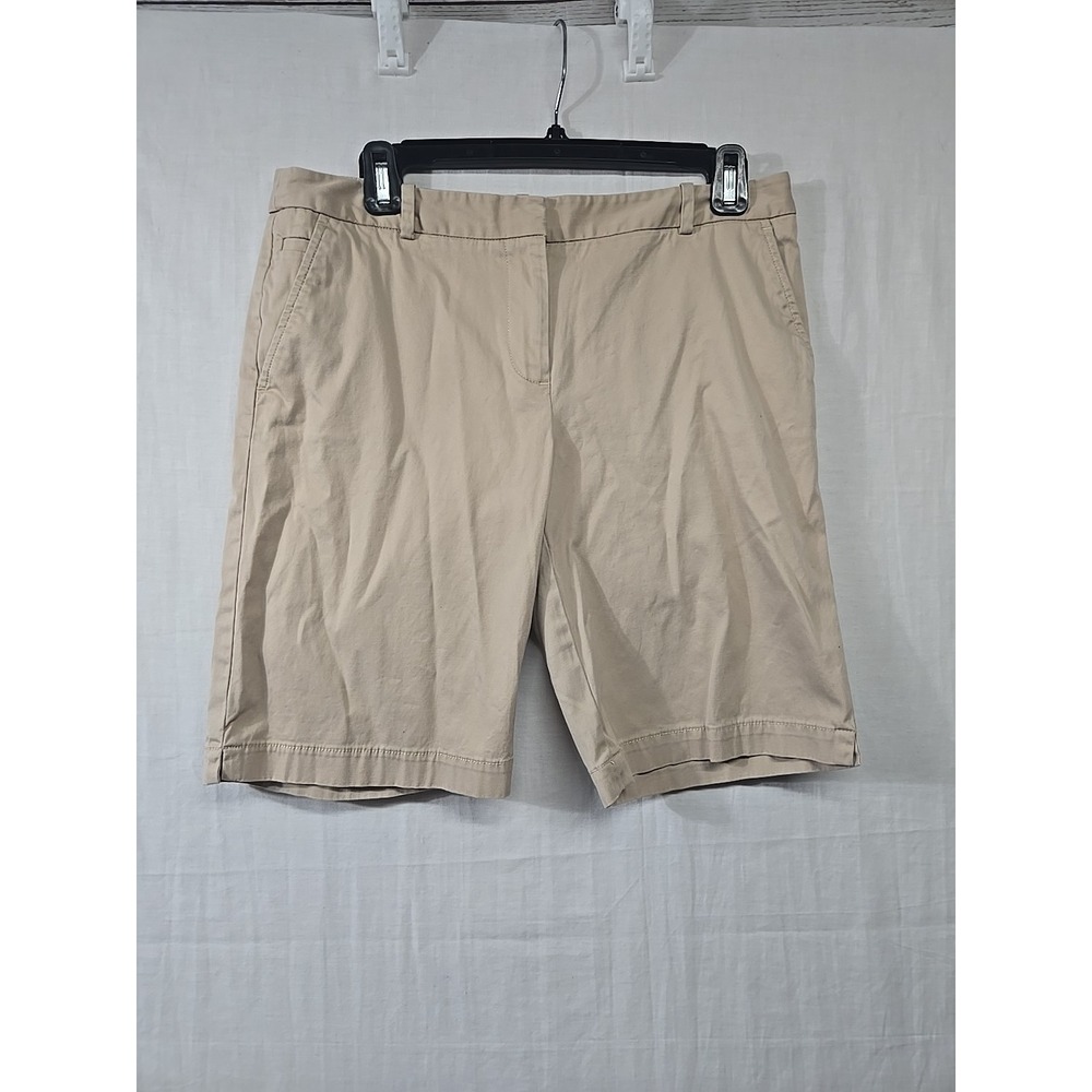Talbots Khaki Tan Chino Bermuda Shorts Size 6 Petite Adjustable Waist Preppy